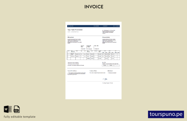 lista para imprimir plantilla de factura de empresa de India Vijaya Traders Priv